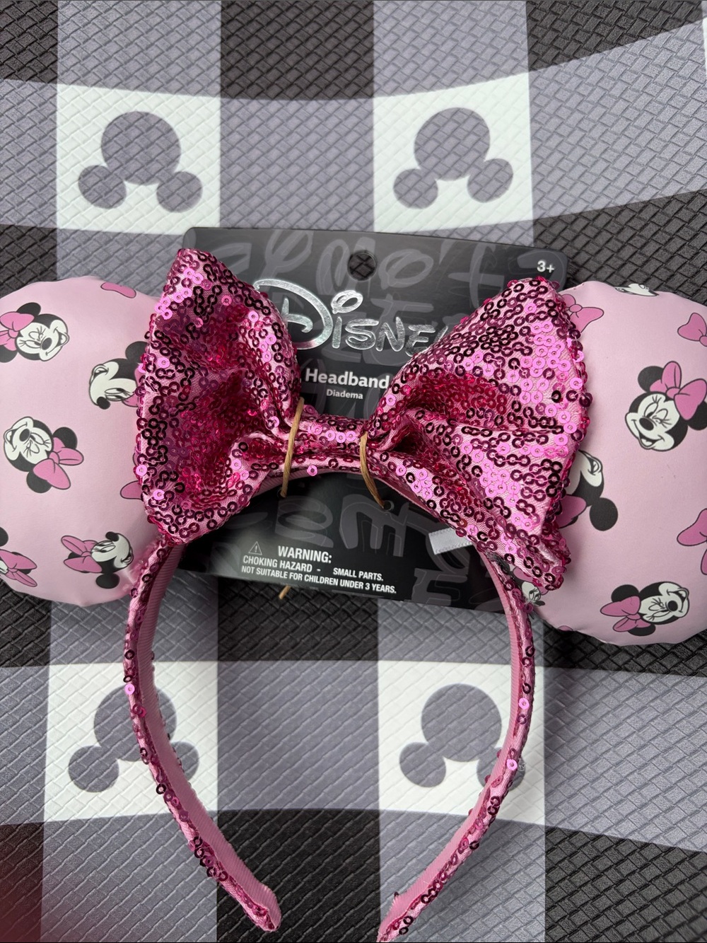 Disney Aldi Pink Minnie Mouse Sequin Bow Ear Headband - Picture 3 of 3